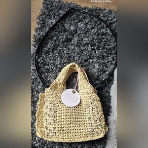NWT BTB LOS ANGELES Bardo Crystal Mini Straw Tote